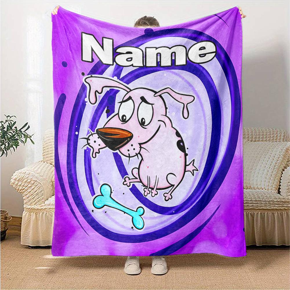 Customiz Name Personality Courage the Cowardly Dog Blanket Soft &Warm Sofa Office Bed Travel Lunch Break Blanket, Gift Suitable All Seasons