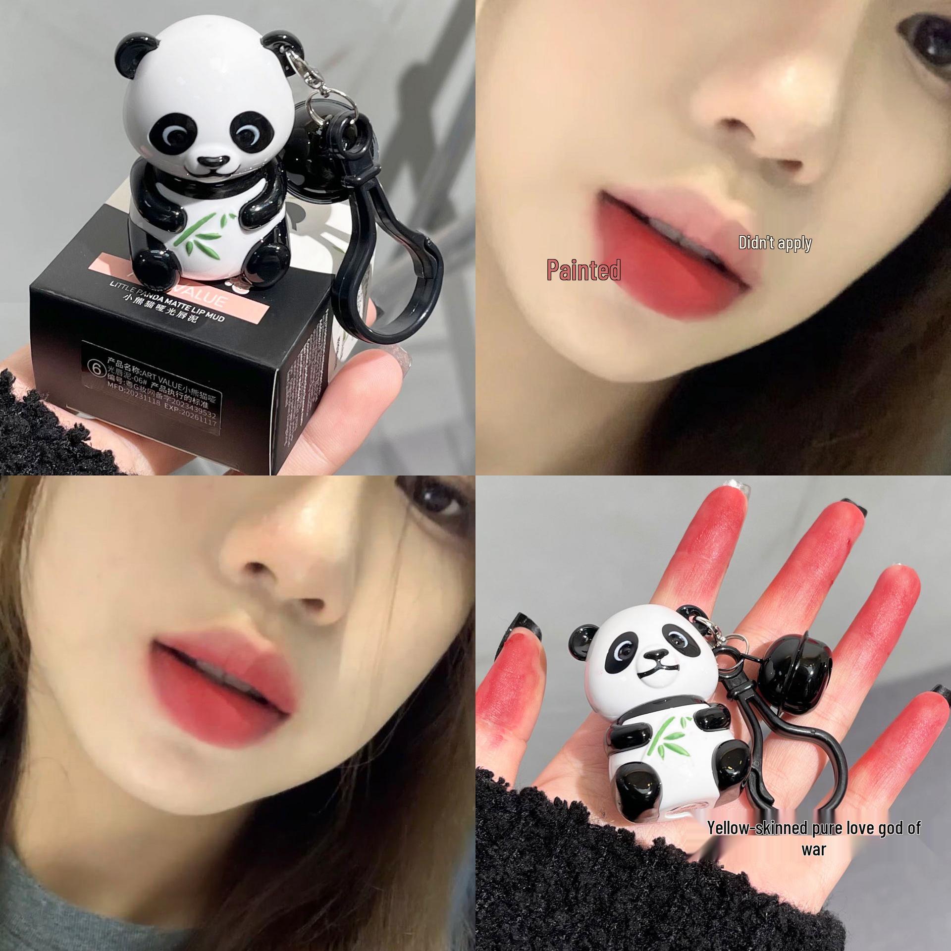 

Velvet Matte Panda Lip Glaze Keychain - Cute Whitening Student Lip Mud