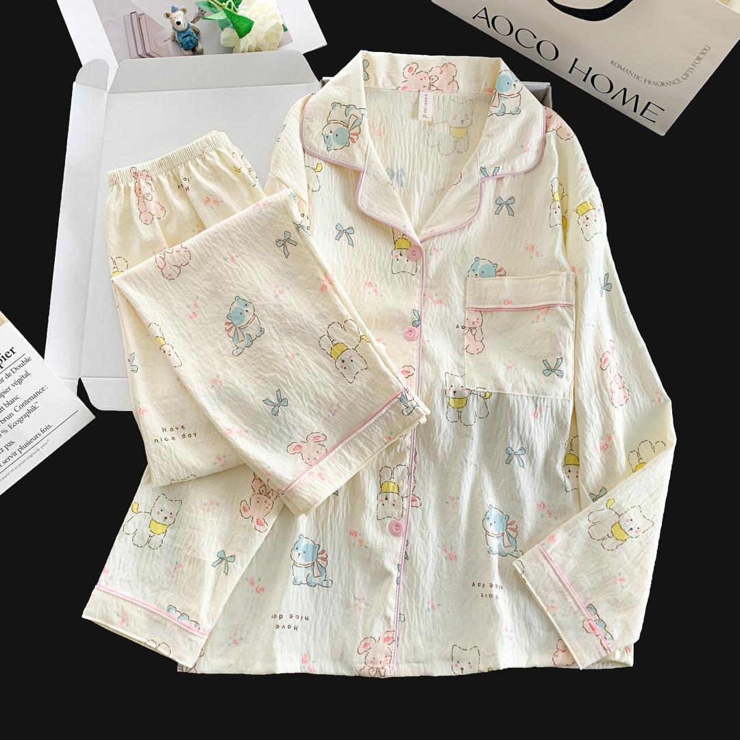

2026 Spring/Autumn Trendy Women s Cloud Cotton Pajama Set - Long Sleeve & Pants XL