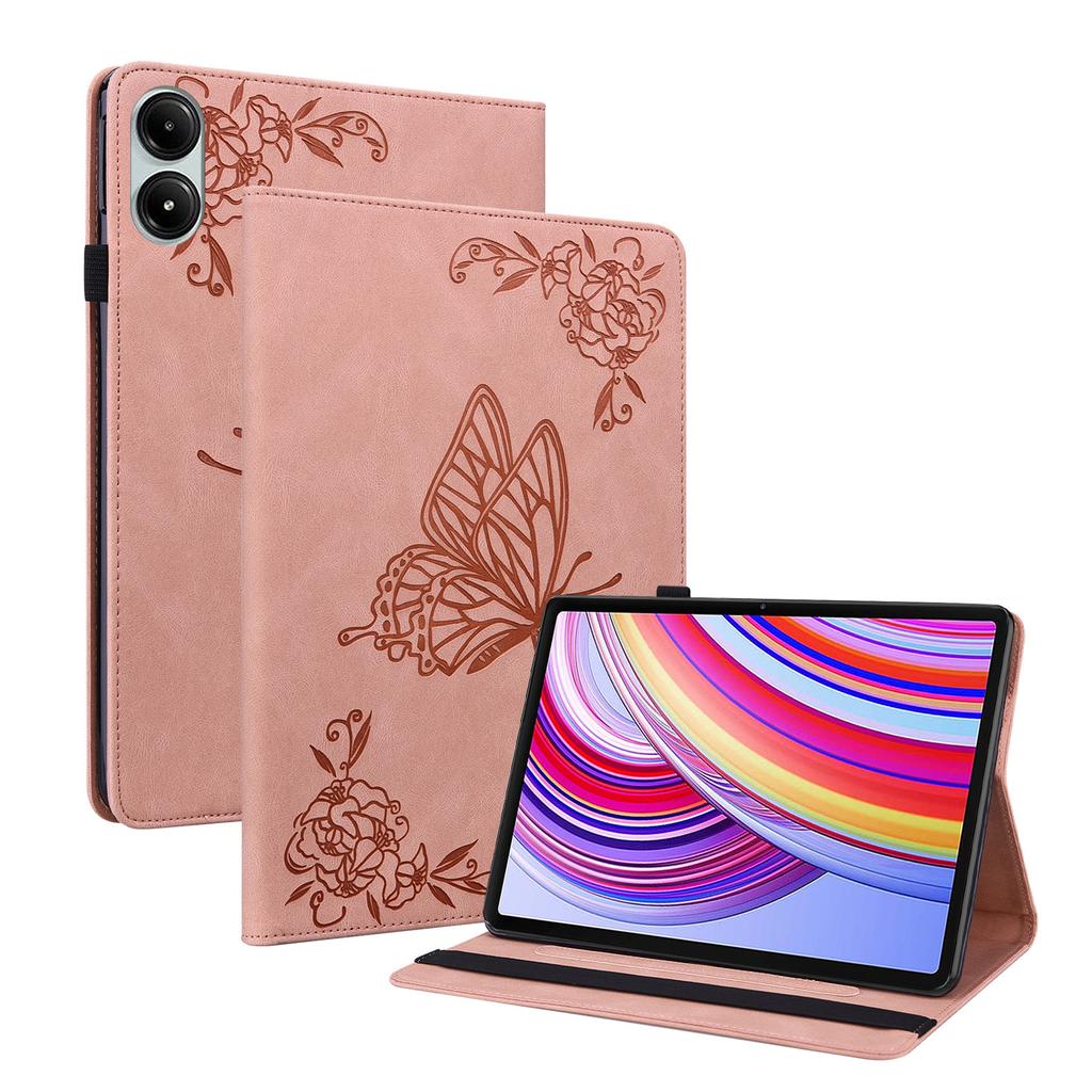For Xiaomi Redmi Pad Pro/Redmi Pad Pro 5G/Poco Pad Protective Cover PU Leather Butterfly Flower Stand Tablet Case