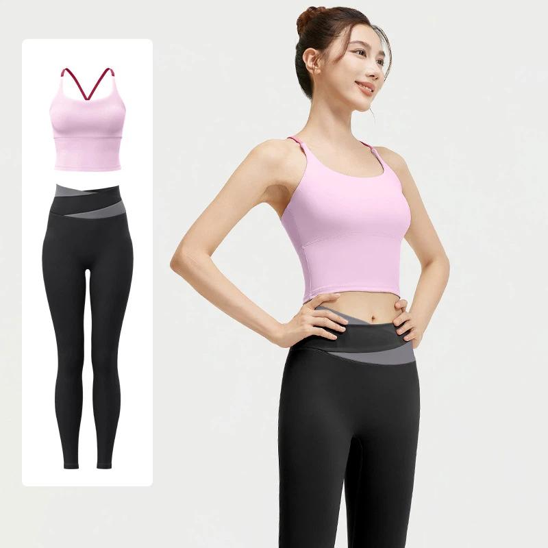 Быстросохнущий Дышащий Бесшовный Высокоэластичный Спортивный Топ для Йоги Комплект для Бега для Женщин XXL