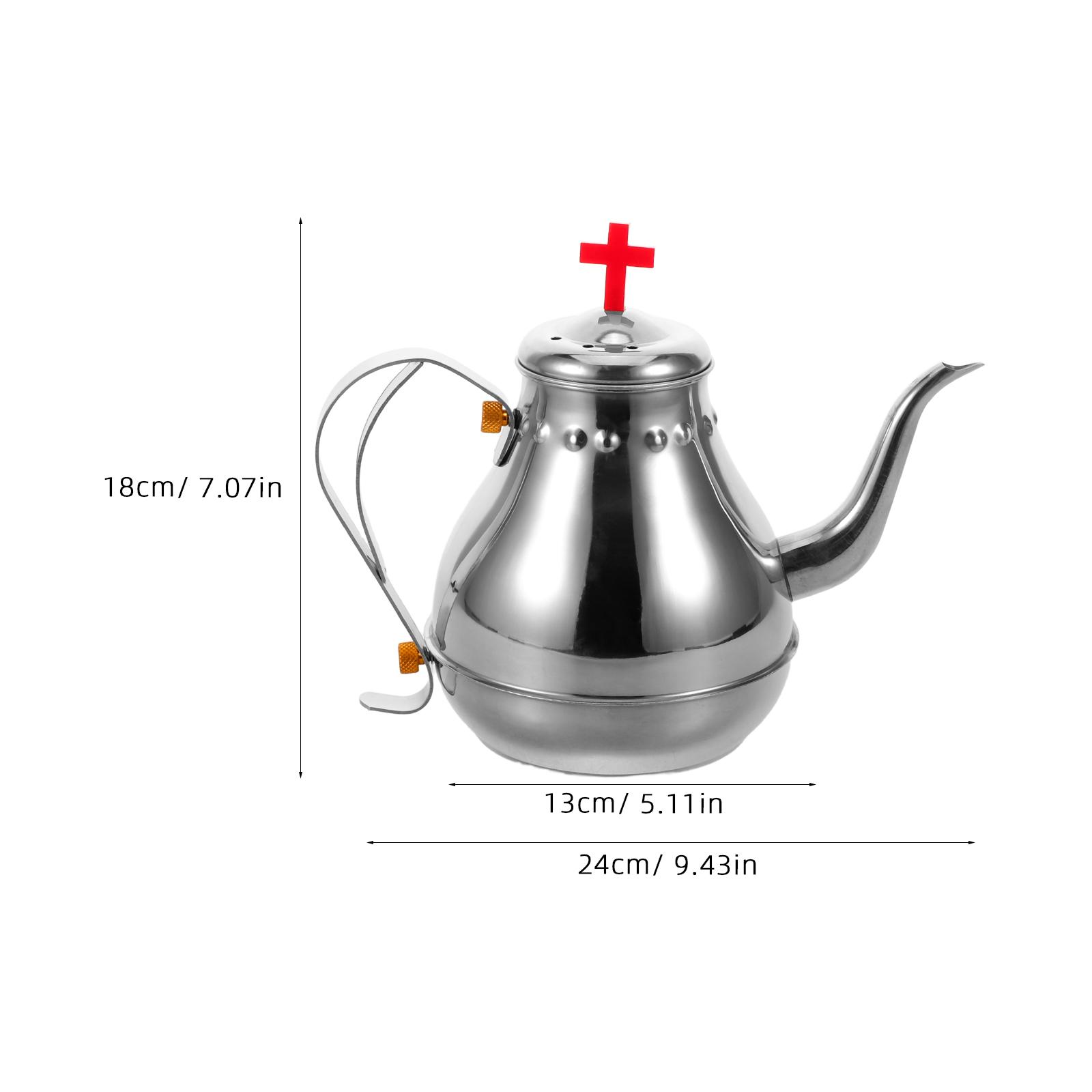 

1.2L Stainless Steel Communion Wine Kettle Vintage Design Metal Tea Pot for Church Services Outdoor Prayer Camping Rituals червоний