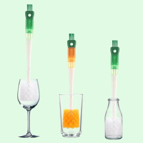 Silikonowa szczotka do butelek 5 w 1 Nylonowe włosie Otwór do zawieszania Długa rączka Obrotowy 360 stopni Smoczek dla niemowląt Szczotka do czyszczenia kubka Gadżet kuchenny