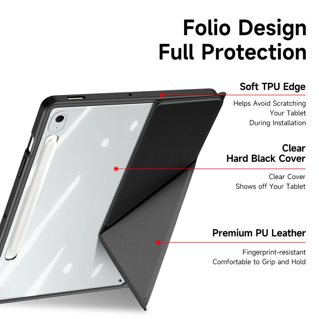 DUX DUCIS Clear Case for Samsung Tab S10 FE Plus/S9 Ultra/S6 Lite, Detachable Cover with Snap-On, S Pen Holder, Auto Wake/Sleep