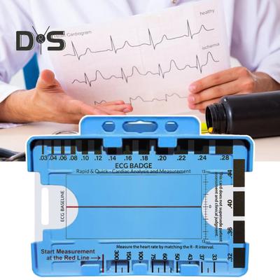 Transparent 7-stegs linjal mätverktyg vattentät kompakt design EKG-tolkning fickreferensguide bedömningsverktyg