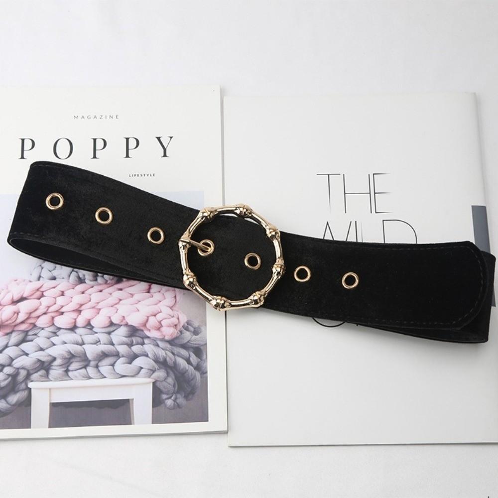 Casual Women s Velvet Belt Round Needle Buckle Waist Strap Fashion Waistband  Women чёрный