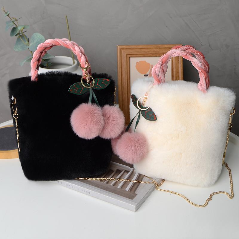 Large Capacity Plush Bag High Quality Soft Plush Travel Bucket Bag Cherry Maiden Plush Tote Bag