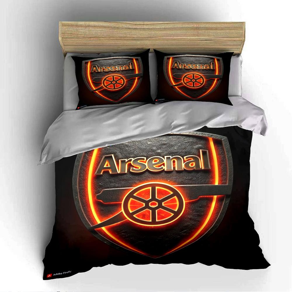 Arsenal Logo Bedding Set Bedding Set (1 Duvet Cover, 2 Pillowcases, Duvet Not Included)