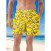 Pantaloncini da spiaggia estivi da uomo ad asciugatura rapida, divertenti pantaloncini da bagno con stampa di paperelle gialle, vita con coulisse, fascia per capelli, tasca, pantaloncini per le vacanze