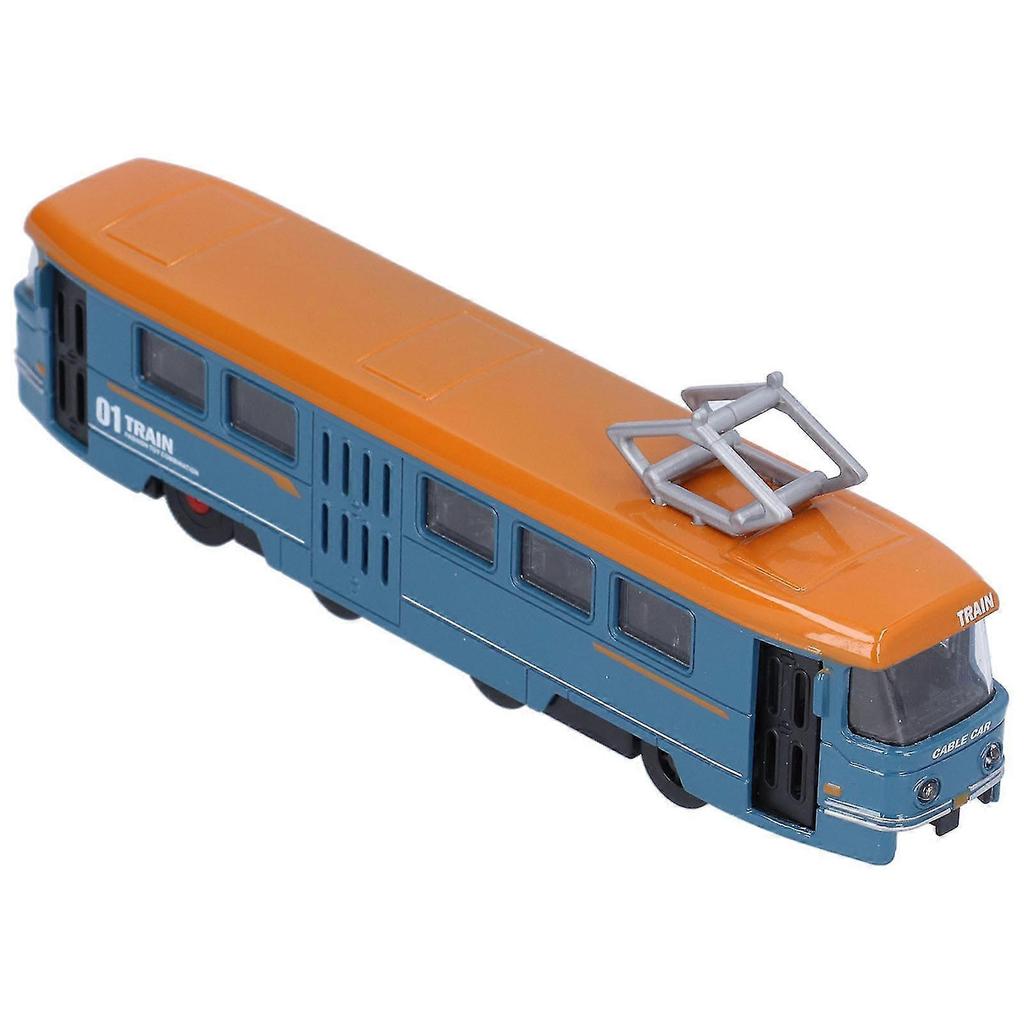 Blue Kids Alloy Trolley Bus Toy - Simulation Pull Back Model for Decoration and Birthday Gift