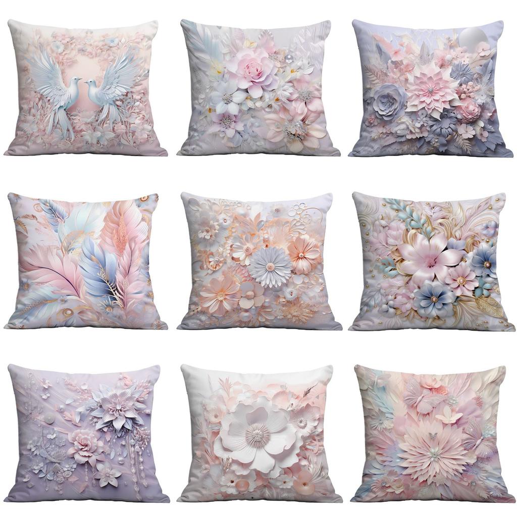 New Retro Imitation Three-dimensional Flower and Bird Pillowcase Home Living Room Sofa Cushion Pillowcase Decoration
