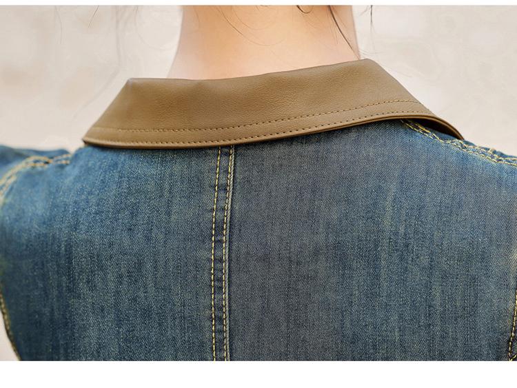 Autumn 2023 Retro Denim A-line Dress: Women's Long Sleeve, Waist-Slimming, Medium Length, Lapel Style