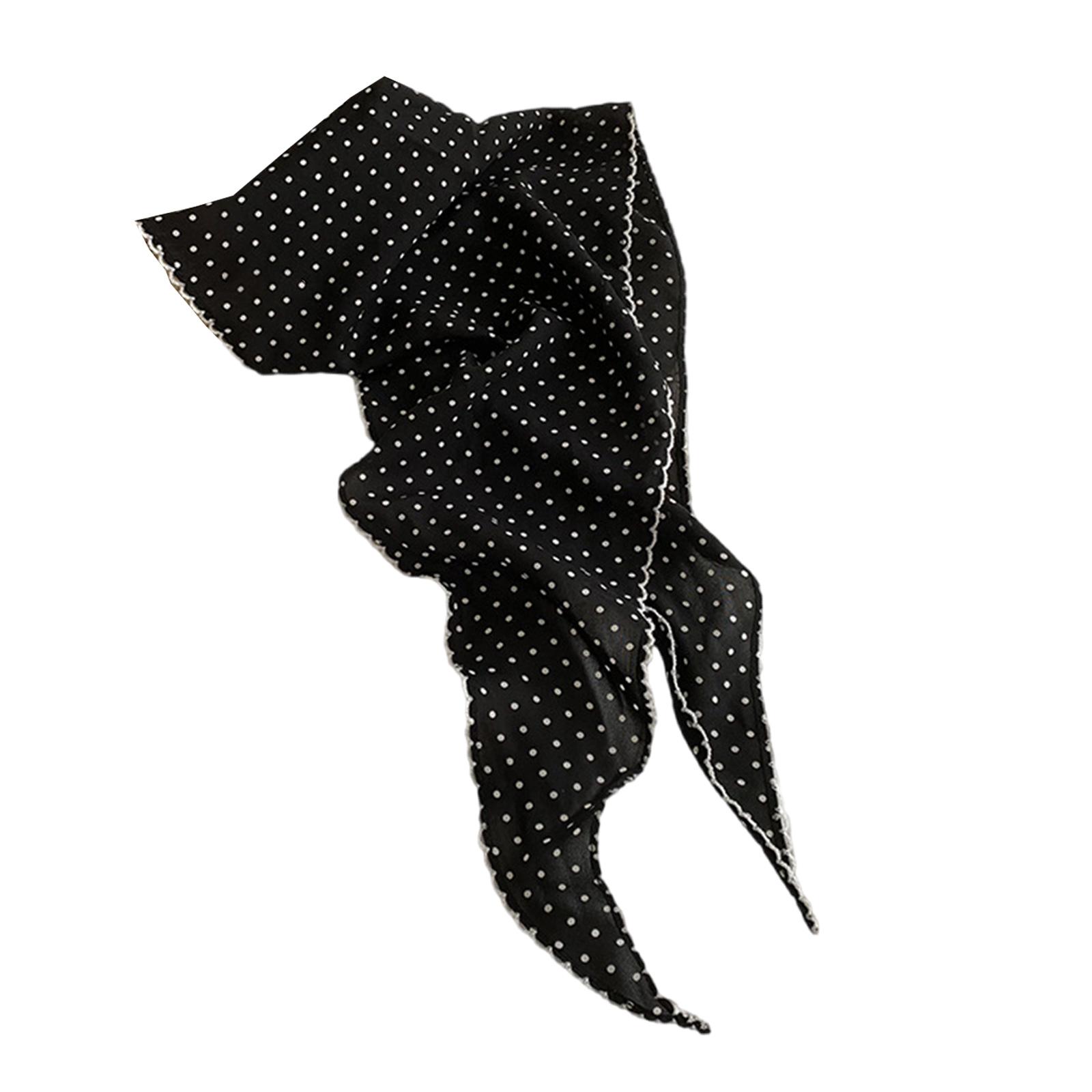 

French Style Dot Head Scarf Lightweight Hair Wrap Everyday Styling Scarf For Women Stylish Outdoor Accessory чорний