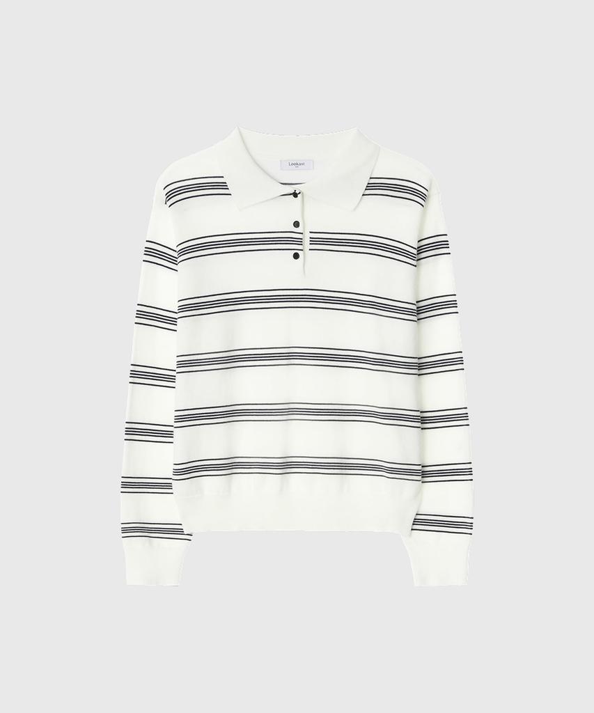 Lugkaeseuteu Nana Stripe Collar Knit_White