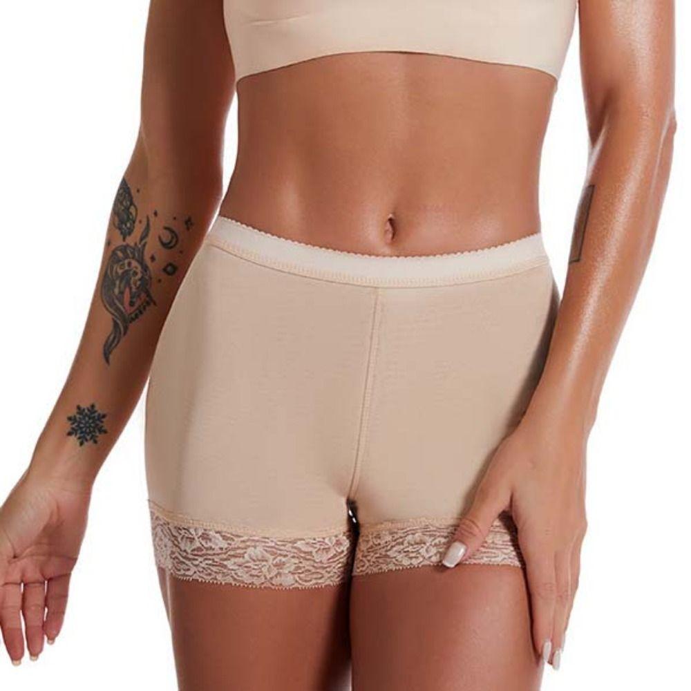 Mid Waist Women Shapewear Panties Lace Panties with Hip Pads Comfortable Push Up Underwear Female