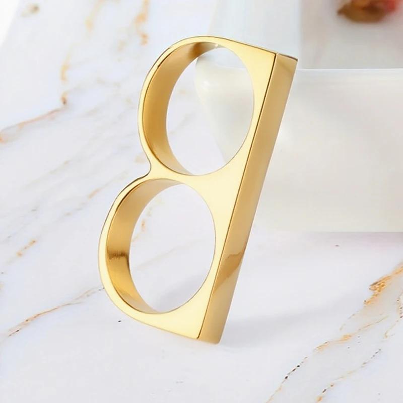 Stainless Steel Brass Knuckles 2-Fingers Hip Hop Ring - Fashion Personality Jewelry for Women And Men