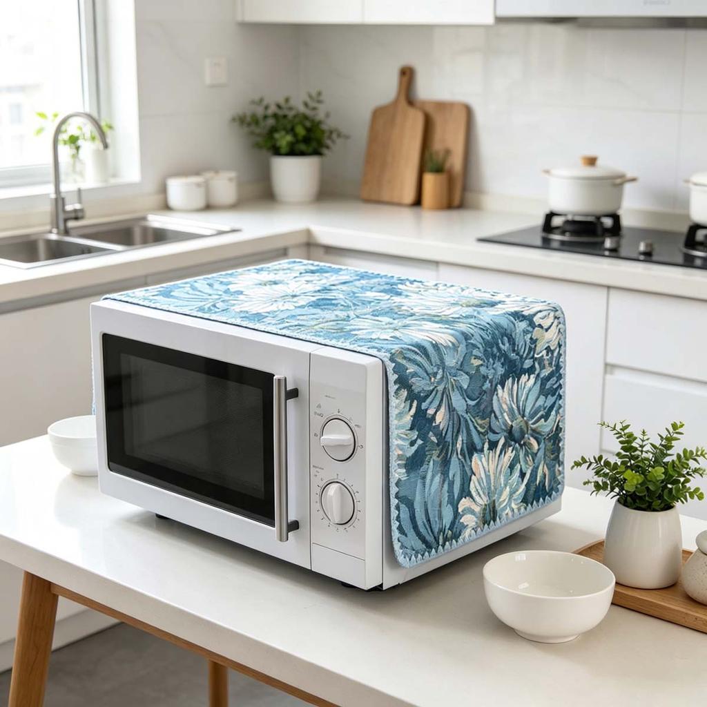 30x90cm Easy to Install Cotton Linen Microwave Dust Cover Anti Dust Cover