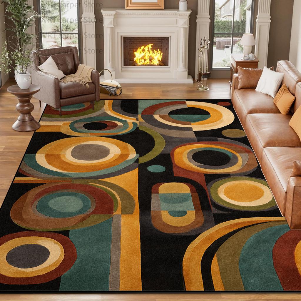 Nordic Color Block Geometric Carpet for Living Room Abstract Art Decoration Home Non-slip Large Rugs Bedroom Bedside Floor Mat