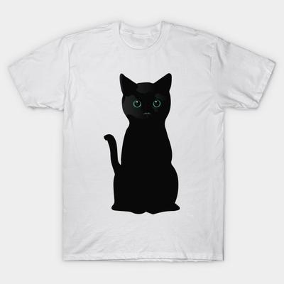 T Shirt Women Bright Eyes Black Cat Harajuku Print Kawaii Tshirt Letnia koszulka damska z krótkim rękawem Top Tee