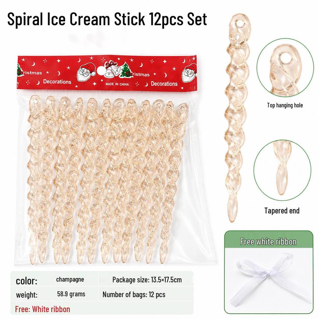 Acrylic Snowflake Ice Strips Hanging Christmas Tree Decoration Set