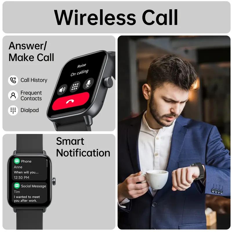 1 PC Smart Watch für Frauen Männer Drahtlose Anruf ( Anrufe annehmen/tätigen ) , 1,8-Zoll-Fitnesstracker mit HD-Bildschirm, 100+ Sporttracker-Uhr mit integriertem Alexa