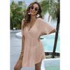 Women's See Through Mesh Deep V Irregular Waist Waist Beach Bikini Smock Dress