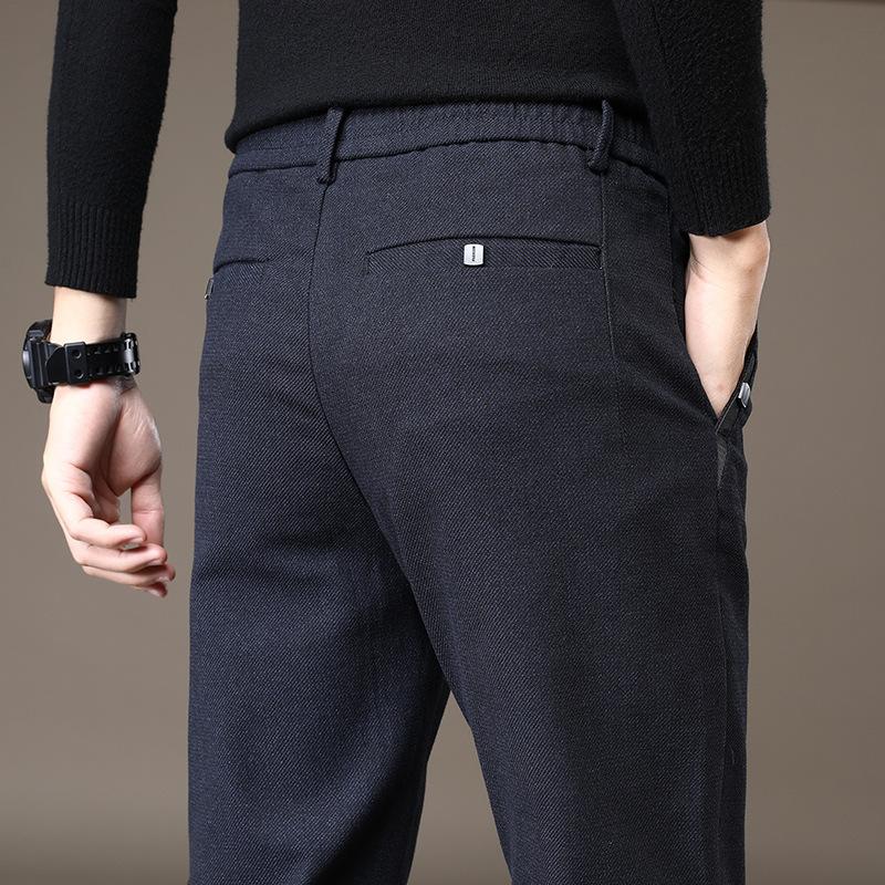 Jesienne i zimowe wełniane spodnie dresowe z elastycznym pasem dla mężczyzn, proste, luźne, wszechstronne, długie spodnie z przetarciami