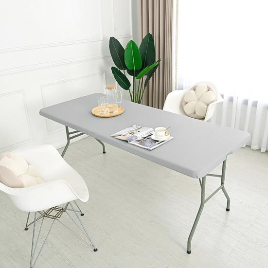 Table Cover Solid Color Waterproof with Anti-slip Elastic Band Camping Dirt-resistant Desk Protector Picnic Table Sleeve Patio Fitted Tablecloth