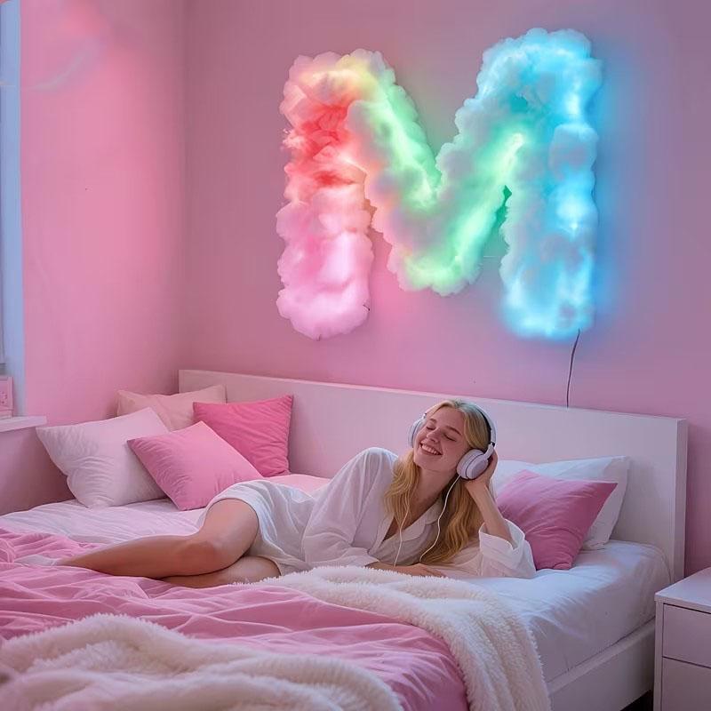3D Cloud Lamp USB-Powered Smart Lamp DIY Letter-Shaped Bedroom Night Light Game Room Ambient Lighting Birthday Party Decorative Lights