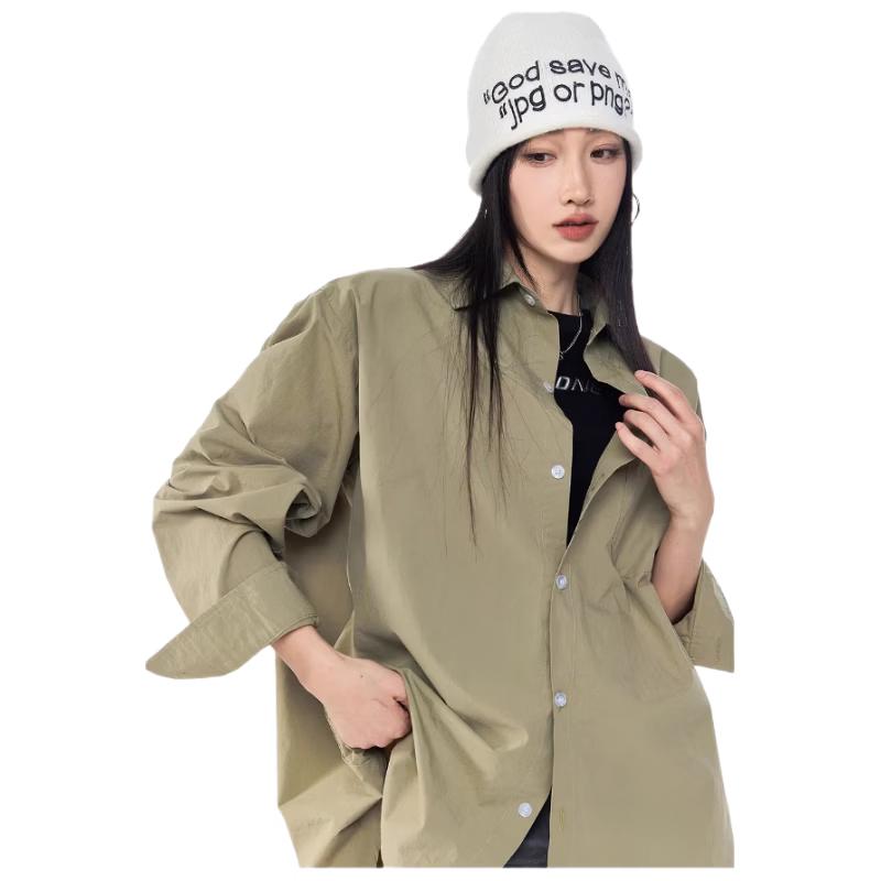 ICH MODE American Style Solid Color Loose Shirt M