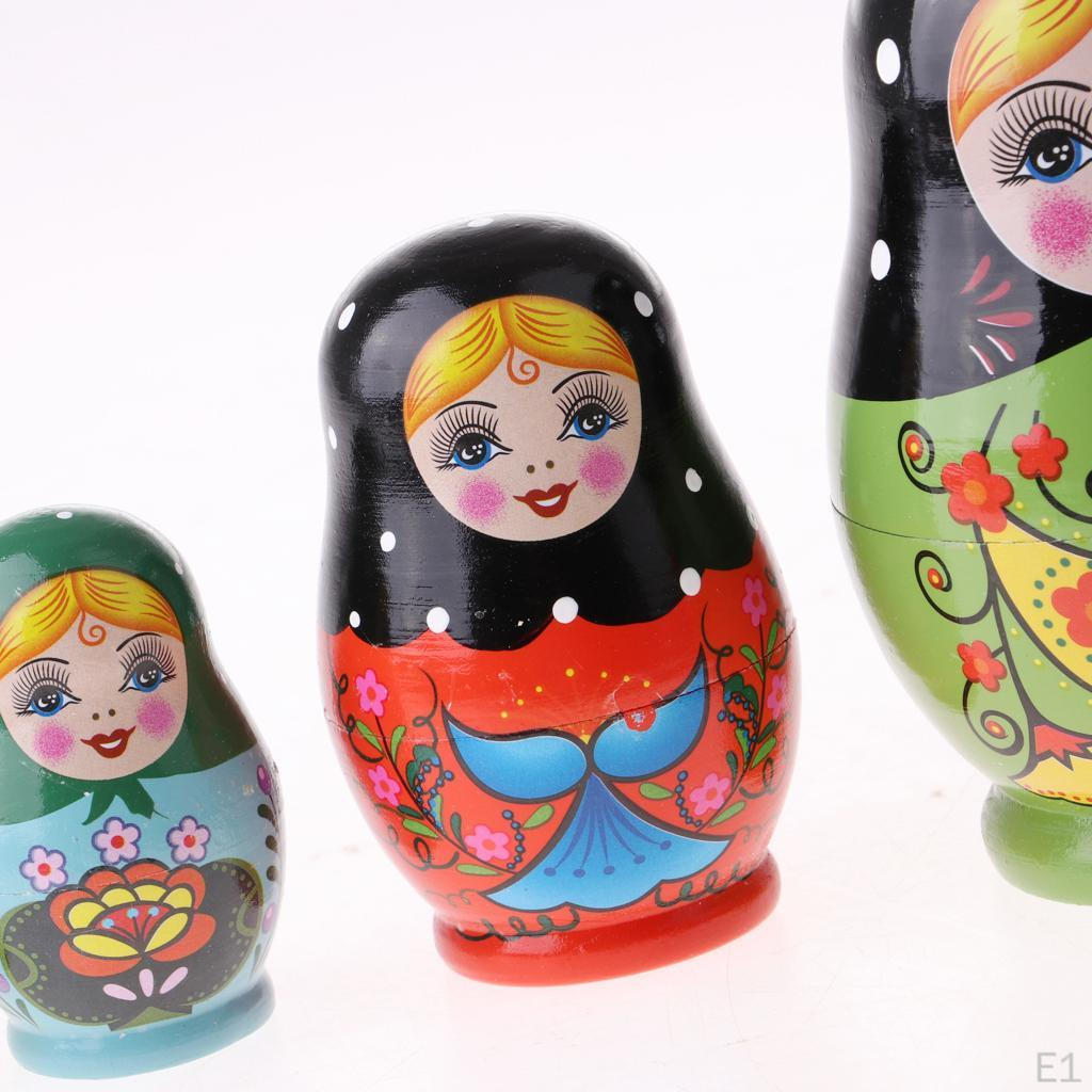 5PCS Wooden Russian Nesting Dolls Matryoshka Toys Craft