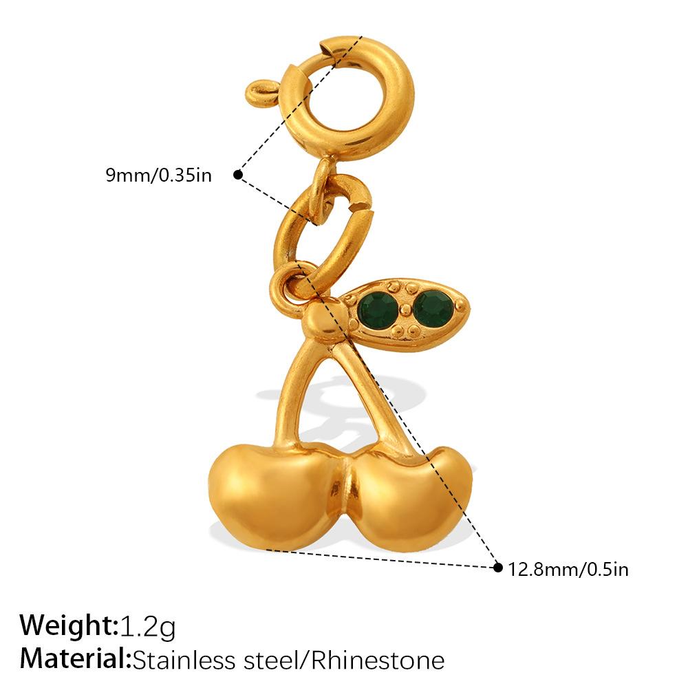Vitality Sweet Wind Rhinestone Variety Jewelry Buckle Cherry Pendant Stainless Steel Gold Plated Exquisite Accessories