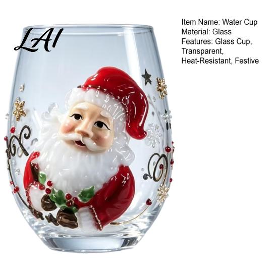 Langlebiges Heiß- und Kaltgetränkegeschirr Weihnachts-Stammloses Glas Tasse Weihnachtsmann Dekorative Trinkglas Einzigartiges Feiertags-Küchengeschirr Transparentes Wasser