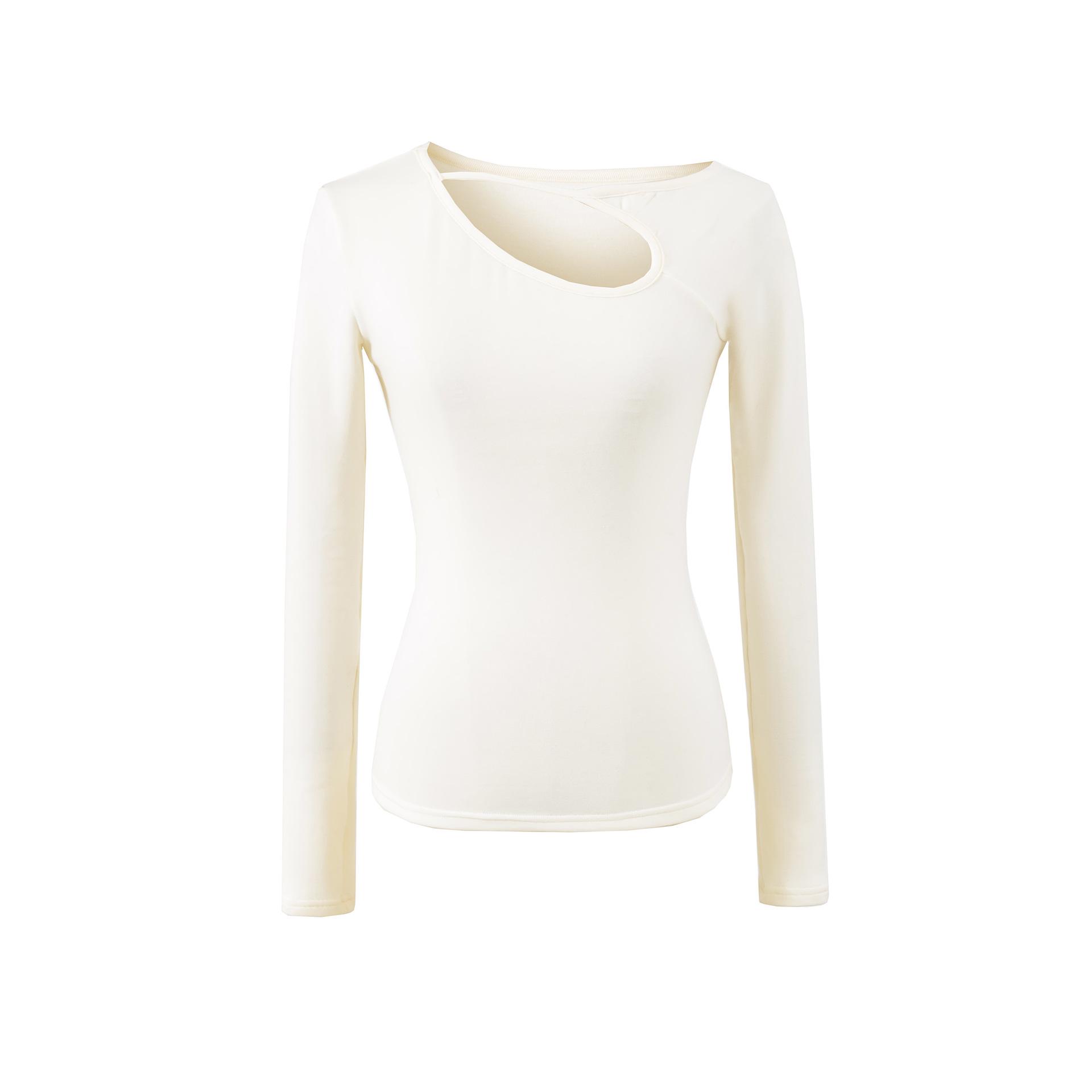 

Женский дизайнерский полый топ с длинным рукавом: Нишевая Осень/Зима, Плюшевая, Стройнящая, Стиль Горячей Девушки, Базовая Футболка Medium