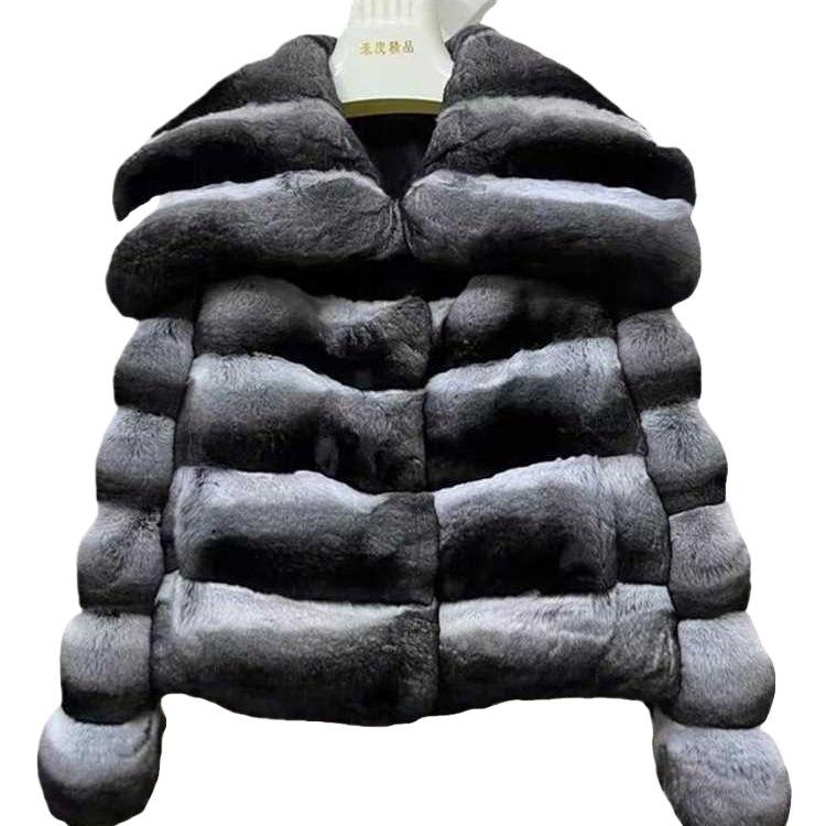 Winter New Imitation Fur Imitation Rex Rabbit Fur Chinchilla Lapel Fur Coat Short Women's Thickened Coat