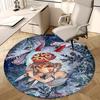 1pc Spirited Away Chihiro Round Carpet Anime Design Office Chair Mat, Non Slip Rug for Home Decor