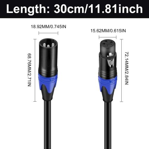 Poyiccot 30cm XLR Splitter Cable, 3-Pin XLR (Male) To 2-Female Y-Type Microphone Cable, DMX Cable Splitter Patch Cord for Microphone Recording, Profes