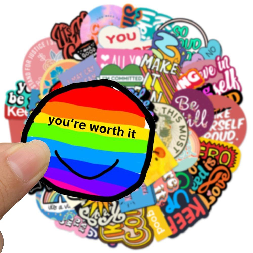 Colorful Inspirational English Slogan Stickers Bestseller Waterproof For Luggage Notebook And Laptop