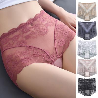 Kadın Dantel Trim Külot Seksi File Şeffaf Külot Yüksek Bel Şeffaf Külot Yumuşak Esnek Pamuklu İç Çamaşırı
