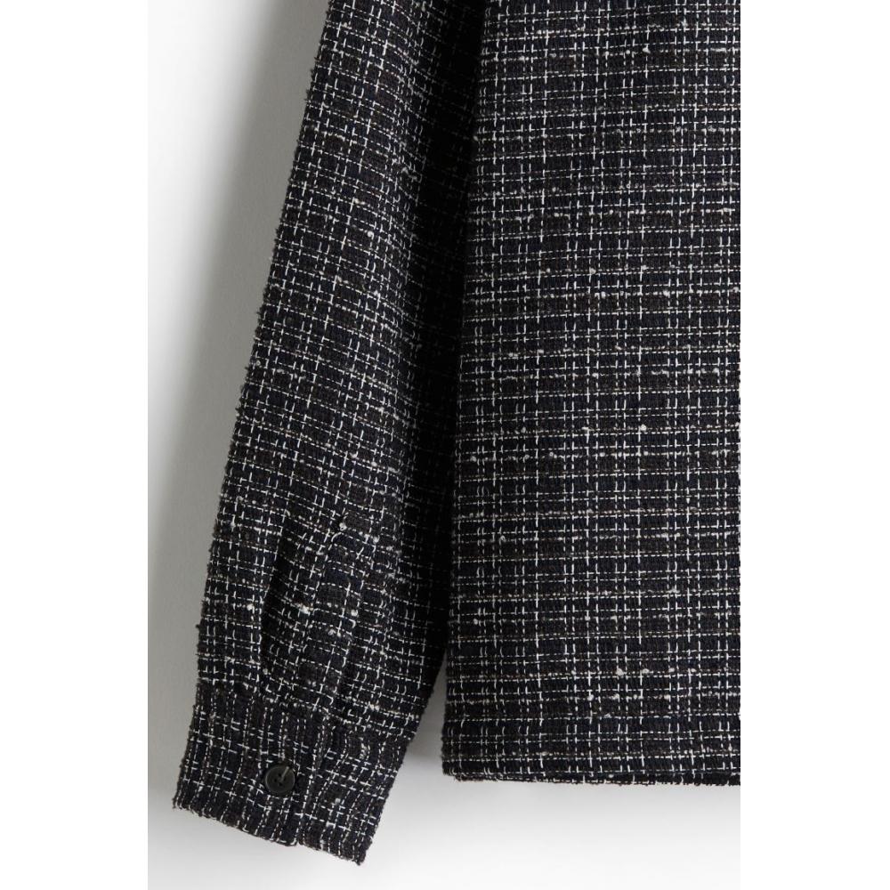 H M Regular Fit Waffle Texture oversHirt Navy Blue Patterned