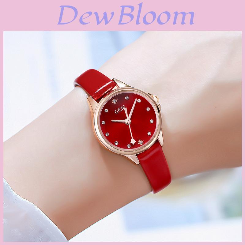 Gedi Fashion Ladies Watch With Leather Strap Waterproof Quartz For Casual Style