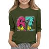 Children's Fashion Three-Quarter Sleeve Round Neck Printed Casual T-Shirt Top