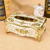 European Style Creative Carved Tissue Box Cover Holder Hotel Living Room Decorative Tissue Holders Dining-Table Tissue Box