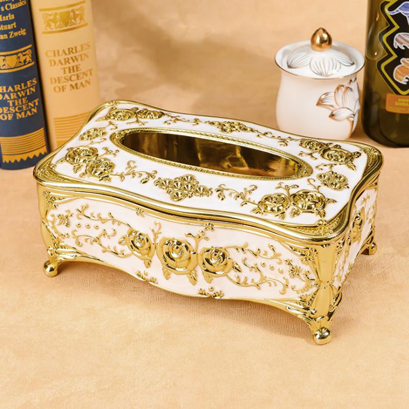 European Style Creative Carved Tissue Box Cover Holder Hotel Living Room Decorative Tissue Holders Dining-Table Tissue Box