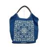 Eco-Friendly Japanese Nylon Handbag with Embroidered Floral Vine Design