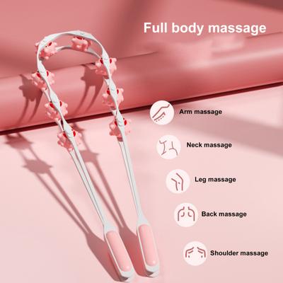 Gevşeme Vücut Masaj Rulosu 8 Top Ergonomik Saplı Rulo Tipi Sırt Askısı