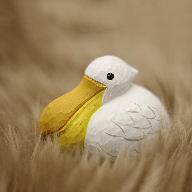 Pelican Wood Carving Bird Pure Handmade Solid Wood Desk Ornaments Home Wood Decoration Wood Sculpture Things For Room Decoration