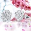 1 Pair Women Fashion Romantic Piercing Flower Shape Silver Plated Stud Earrings Jewelry for Party