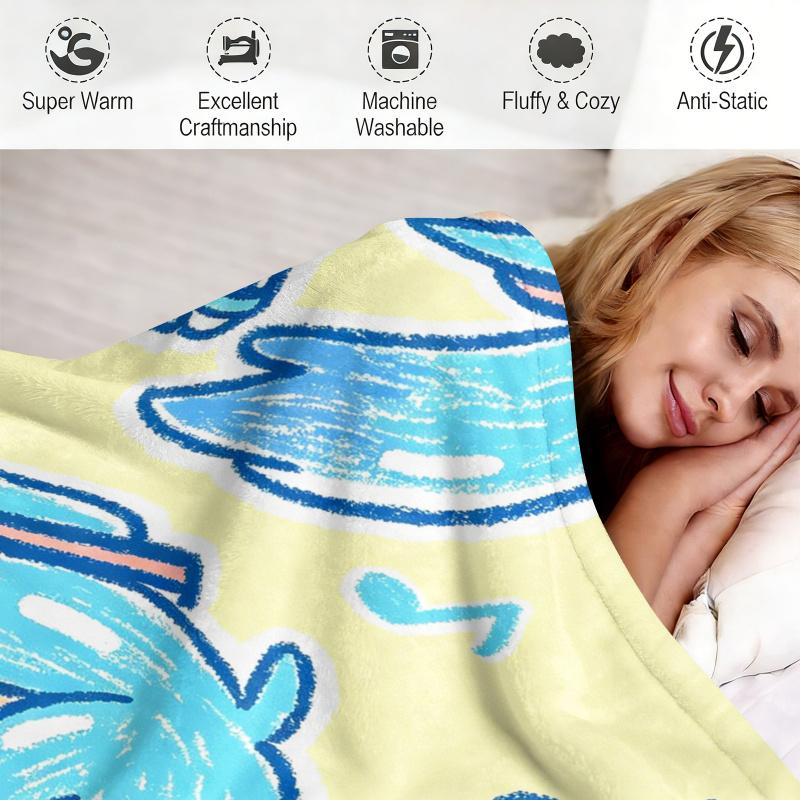 Hatsune Miku Cute Crayon Style Flannel Throw Blanket Gift for Anime Fan Summer Nap Throw Sofa Blanket Bed Cover Travel Blanket