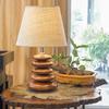 Wood Pebble Table Lamp  Cream Jute Lamp Shade